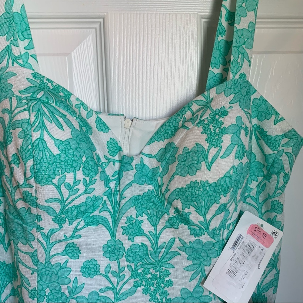 NWT B. Darlin Green and White Floral A-line Mini Fitted Dress, size 11/12 (L) - Picture 3 of 7